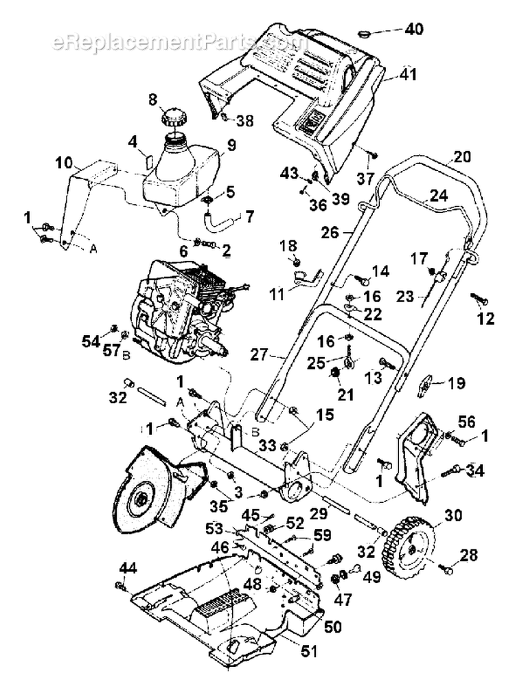 Page C Diagram and Parts List for 31AE262-401 1999 Yard Man Snow Blower